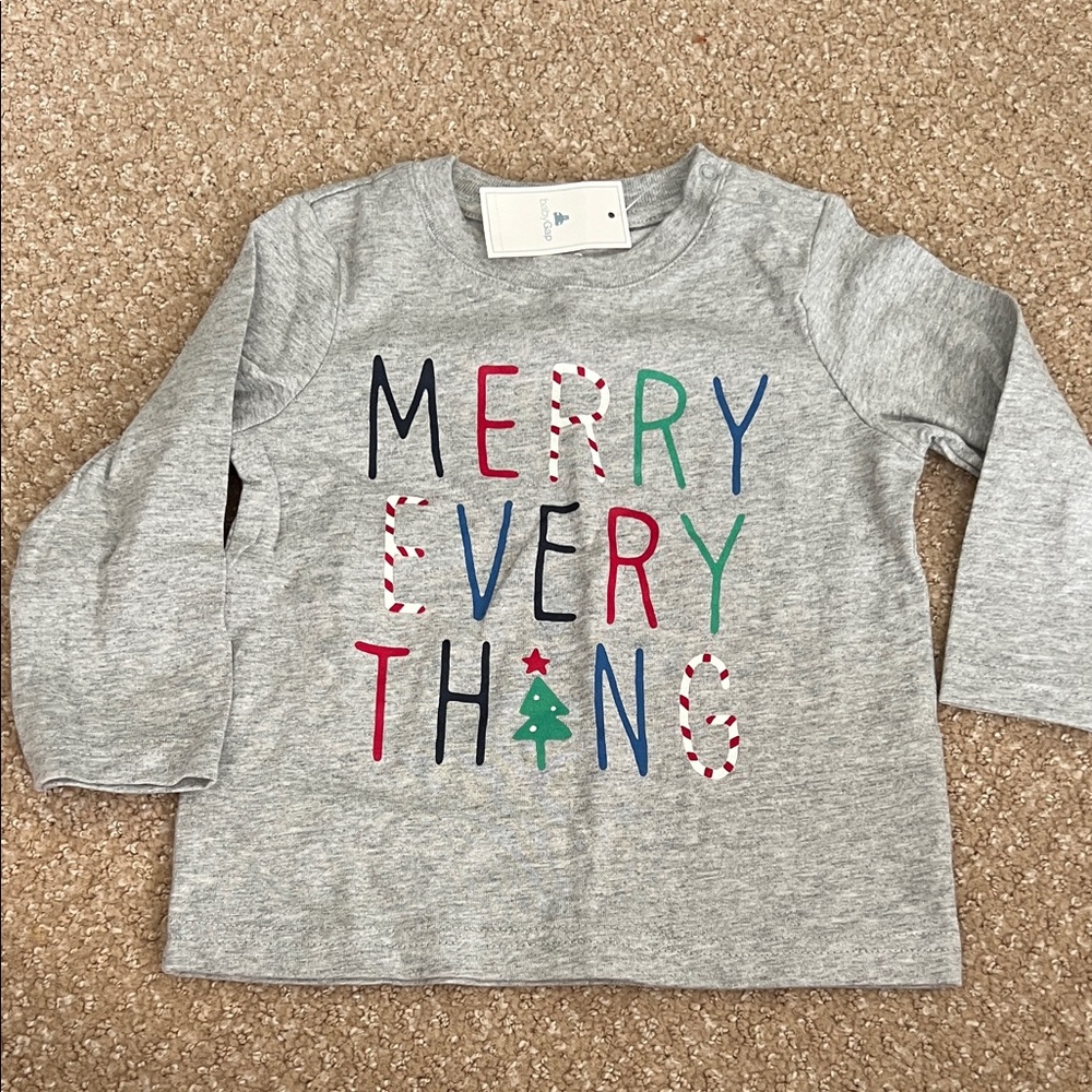 GAP Kids Gray Long Sleeve Festive Tee